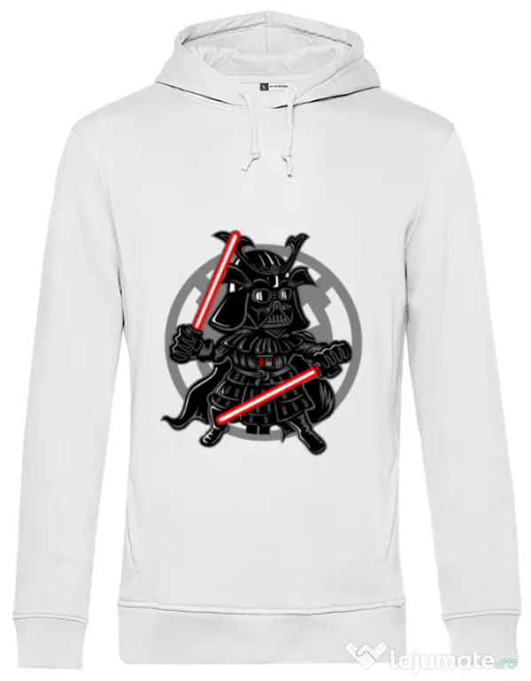 Hoodie barbat cu gluga Darkside Samurai Alb