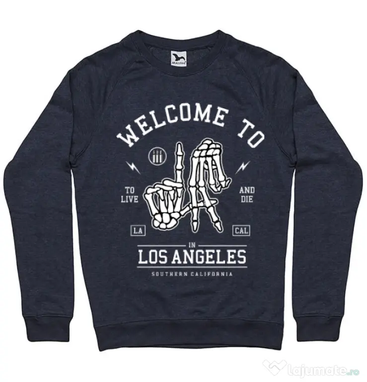 Bluza ADLER barbat Welcome To L.A Denim inchis