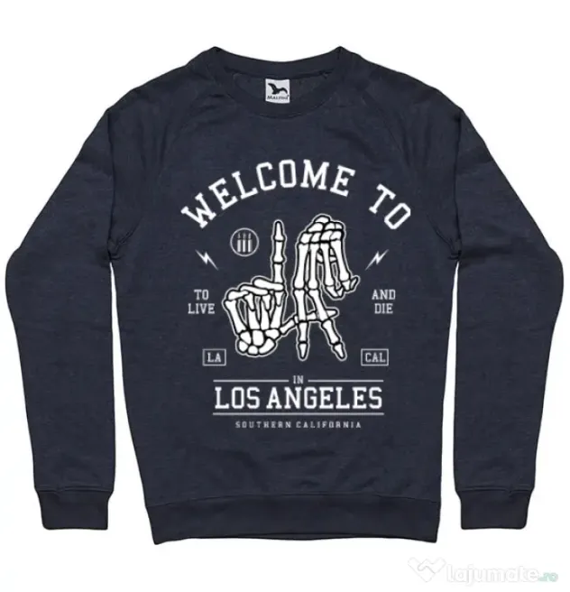 Bluza ADLER barbat Welcome To L.A Denim inchis