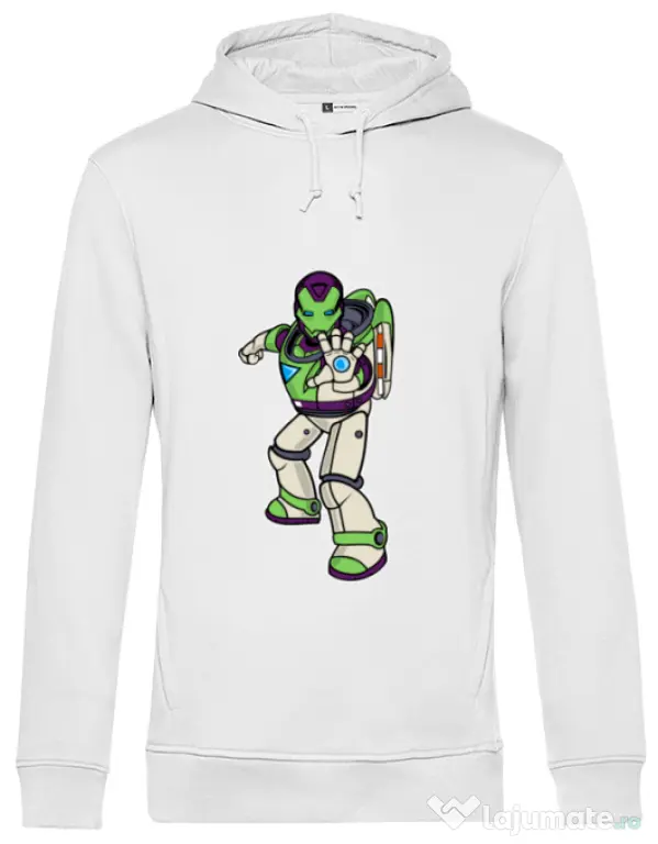 Hoodie barbat cu gluga Iron Buzz Alb