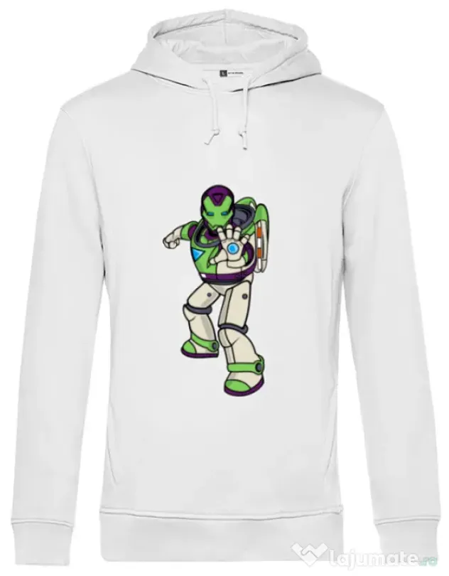 Hoodie barbat cu gluga Iron Buzz Alb