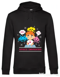 Hoodie barbat cu gluga Space Invader Negru