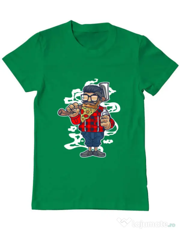 Tricou ADLER barbat Pizza Beard Verde mediu