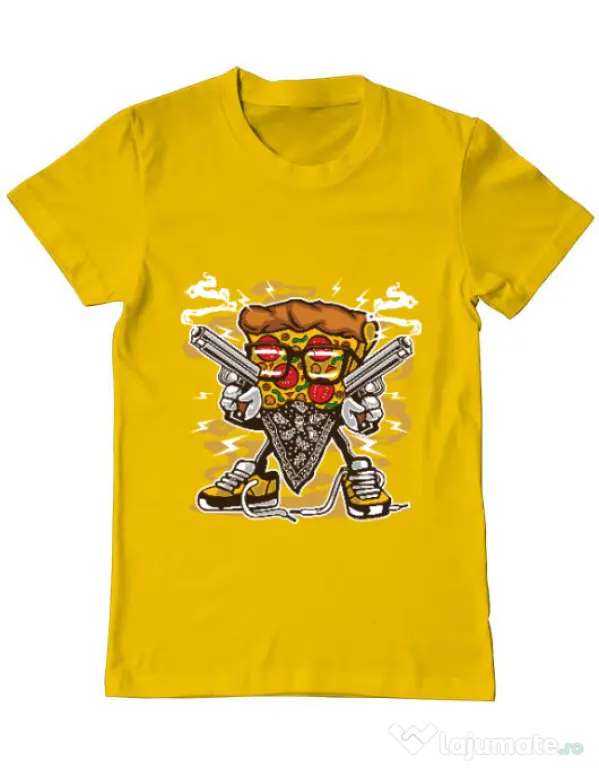 Tricou ADLER barbat Pizza Gangster Galben