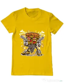 Tricou ADLER barbat Pizza Gangster Galben
