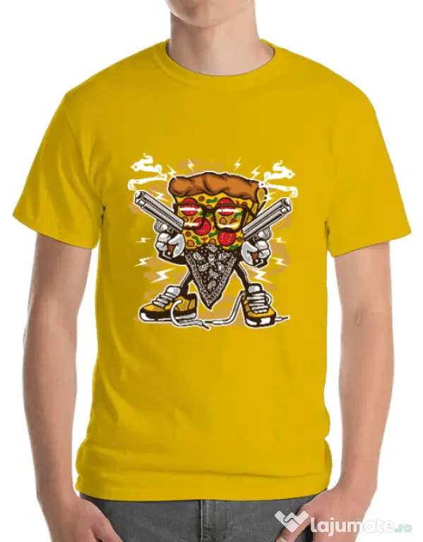 Tricou ADLER barbat Pizza Gangster Galben