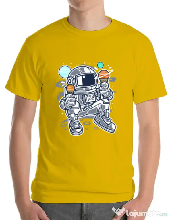 Tricou ADLER barbat Astronaut Ice Cream Galben