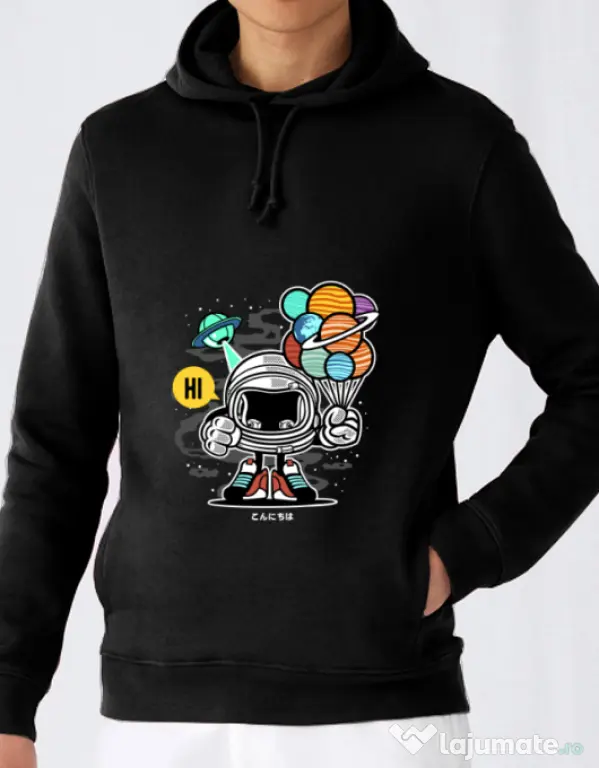 Hoodie barbat cu gluga Gift From Outer Space Negru