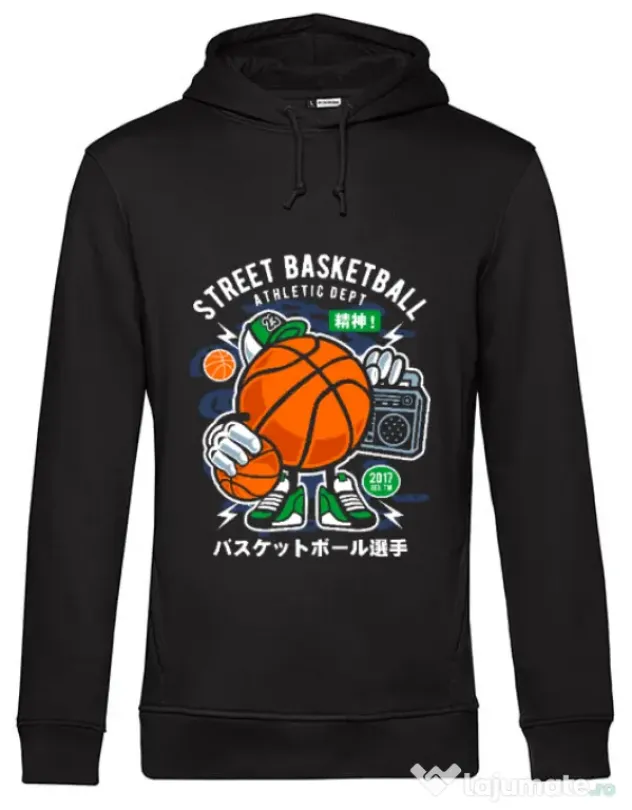 Hoodie barbat cu gluga Street Basketball Negru