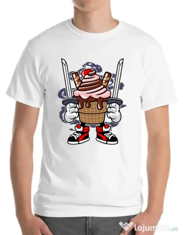 Tricou ADLER barbat Ice Cream Ninja Alb