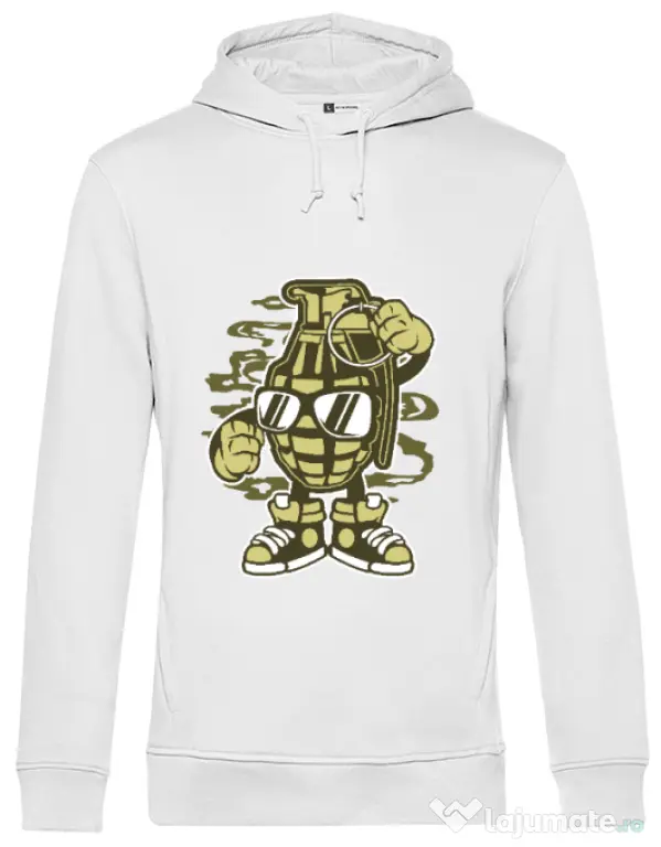 Hoodie barbat cu gluga Grenade Alb
