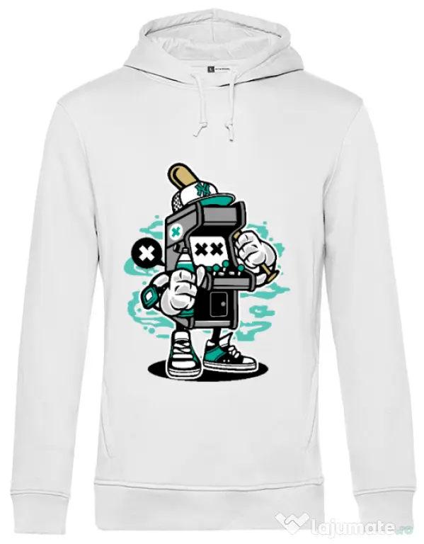Hoodie barbat cu gluga Game On 2 Alb