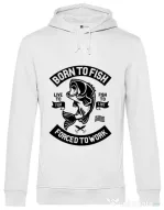Hoodie barbat cu gluga Born To Fish Alb