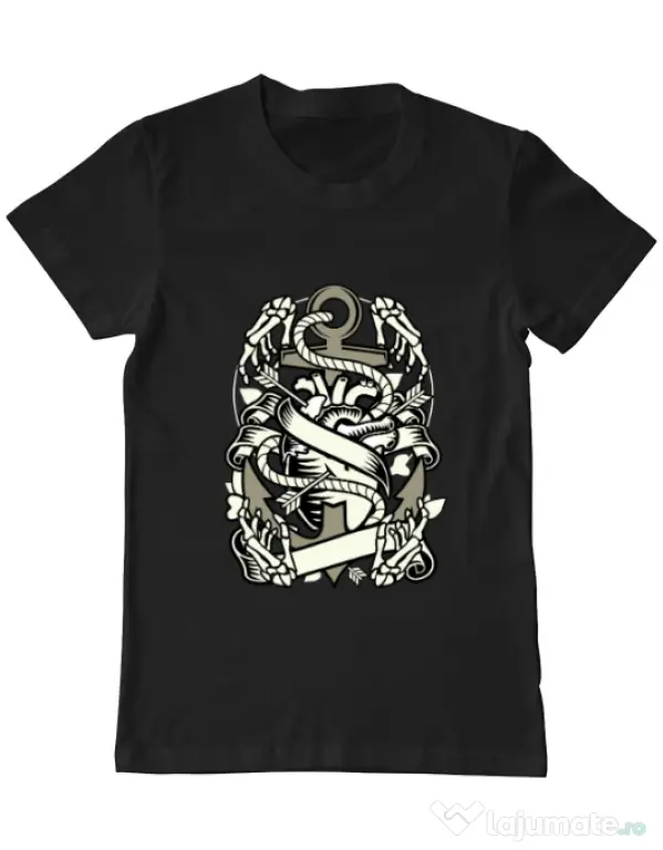 Tricou ADLER barbat Heart and Anchor Negru