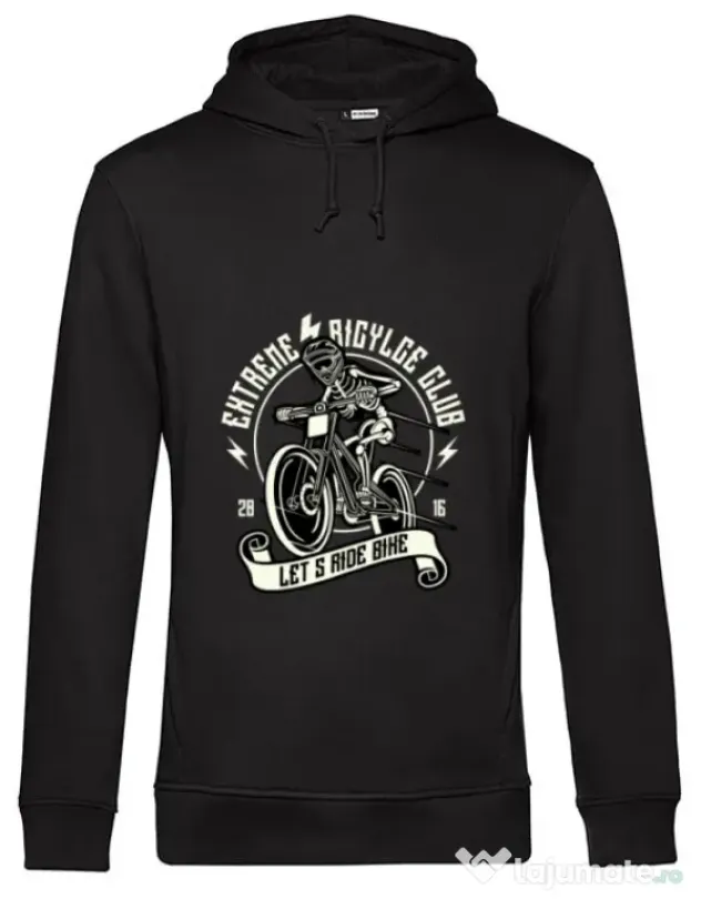 Hoodie barbat cu gluga Lets Ride Bike Negru