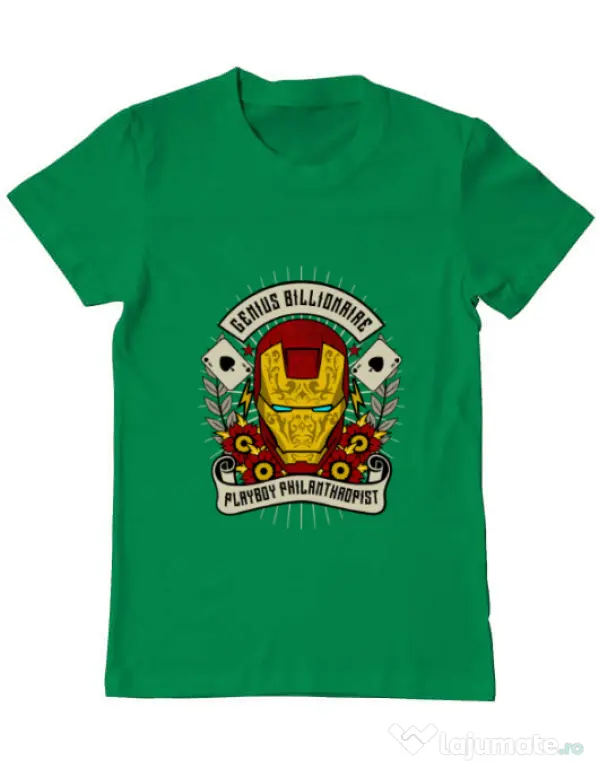 Tricou ADLER barbat Genius Billionaire Verde mediu