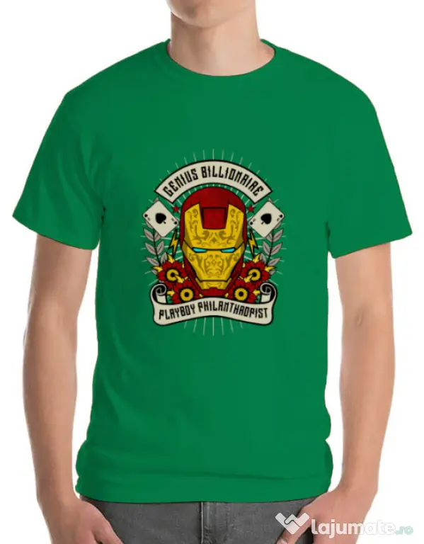 Tricou ADLER barbat Genius Billionaire Verde mediu