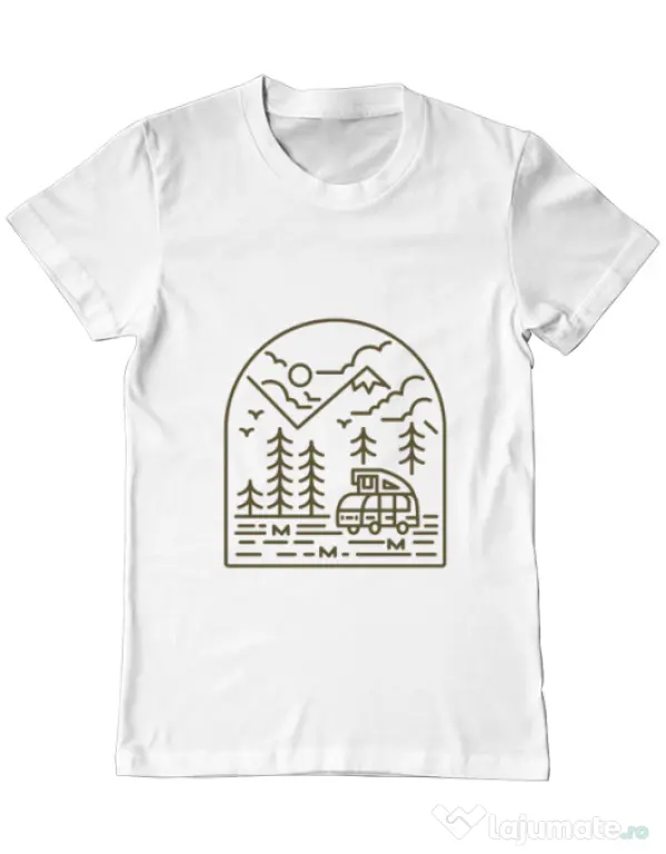 Tricou ADLER barbat Into the Mountain Alb