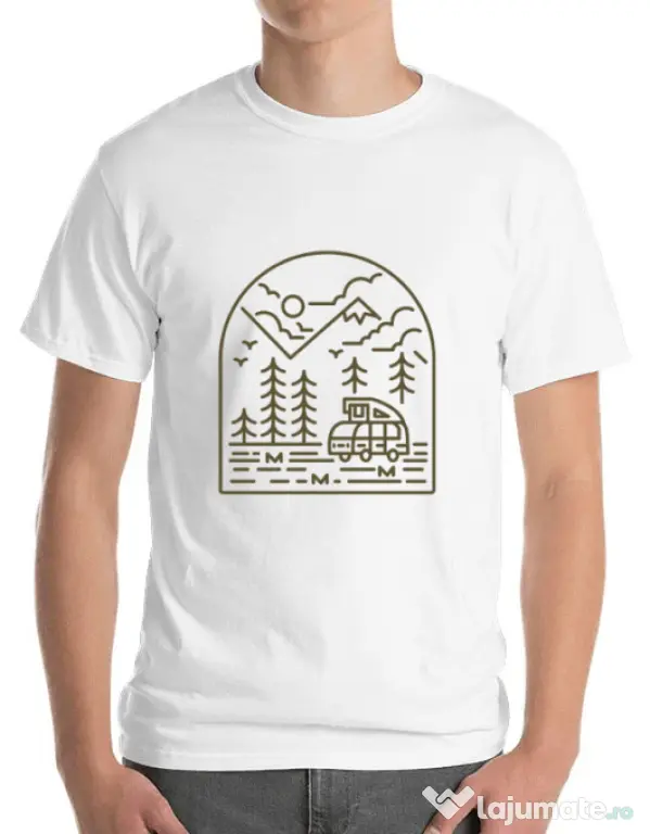 Tricou ADLER barbat Into the Mountain Alb