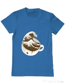 Tricou ADLER barbat The Great Wave off Coffee Albastru azuriu