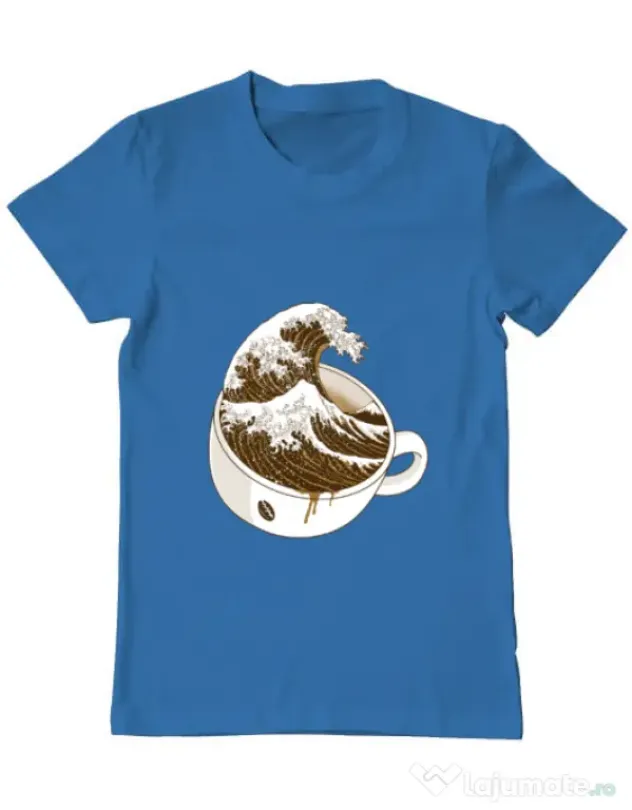 Tricou ADLER barbat The Great Wave off Coffee Albastru azuriu