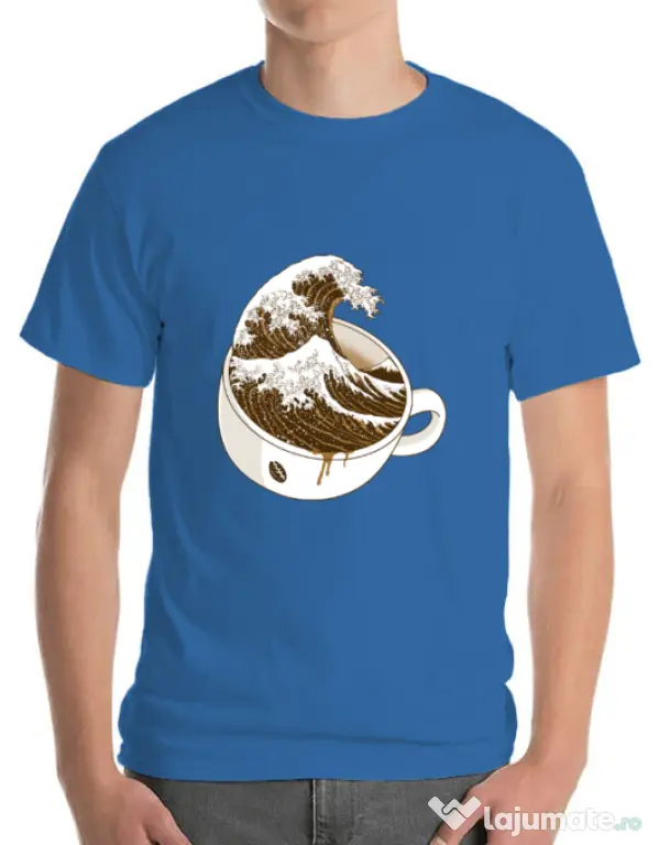 Tricou ADLER barbat The Great Wave off Coffee Albastru azuriu