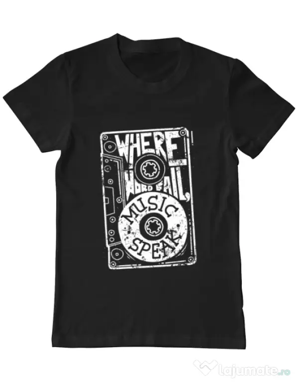 Tricou ADLER barbat Where words fail, music speaks Negru