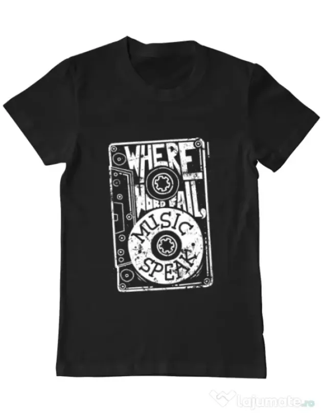 Tricou ADLER barbat Where words fail, music speaks Negru