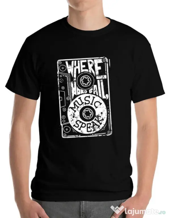 Tricou ADLER barbat Where words fail, music speaks Negru