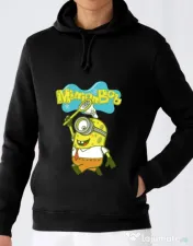 Hoodie barbat cu gluga MinionBob Negru 