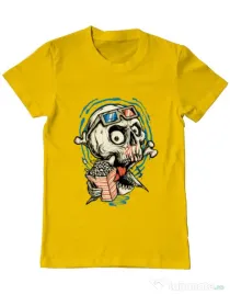 Tricou ADLER barbat Skull Movie Galben