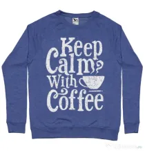 Bluza ADLER barbat Keep Calm With Coffee Albastru melanj