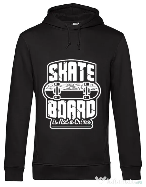 Hoodie barbat cu gluga Skate Board Negru