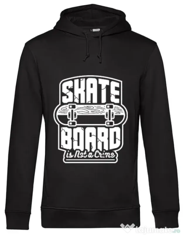 Hoodie barbat cu gluga Skate Board Negru