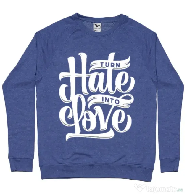 Bluza ADLER barbat Turn Hate Into Love Albastru melanj