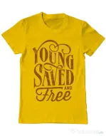 Tricou ADLER barbat Young Saved And Free Galben