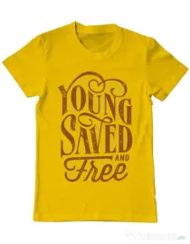 Tricou ADLER barbat Young Saved And Free Galben