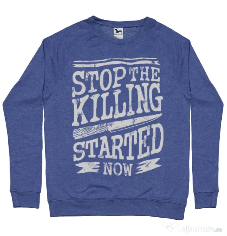 Bluza ADLER barbat Stop The Killing Started Now Albastru melanj