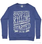 Bluza ADLER barbat Stop The Killing Started Now Albastru melanj