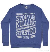 Bluza ADLER barbat Stop The Killing Started Now Albastru melanj