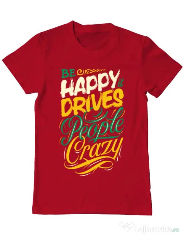 Tricou ADLER barbat Be happy Rosu