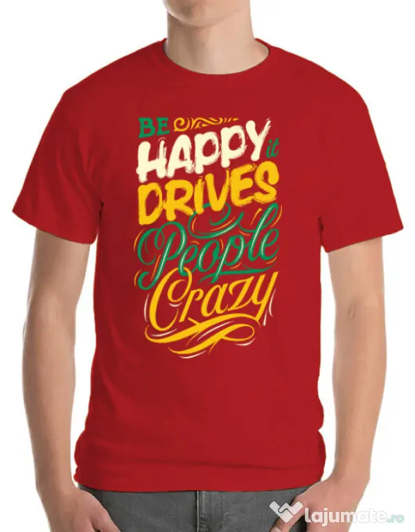 Tricou ADLER barbat Be happy Rosu
