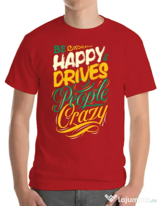 Tricou ADLER barbat Be happy Rosu