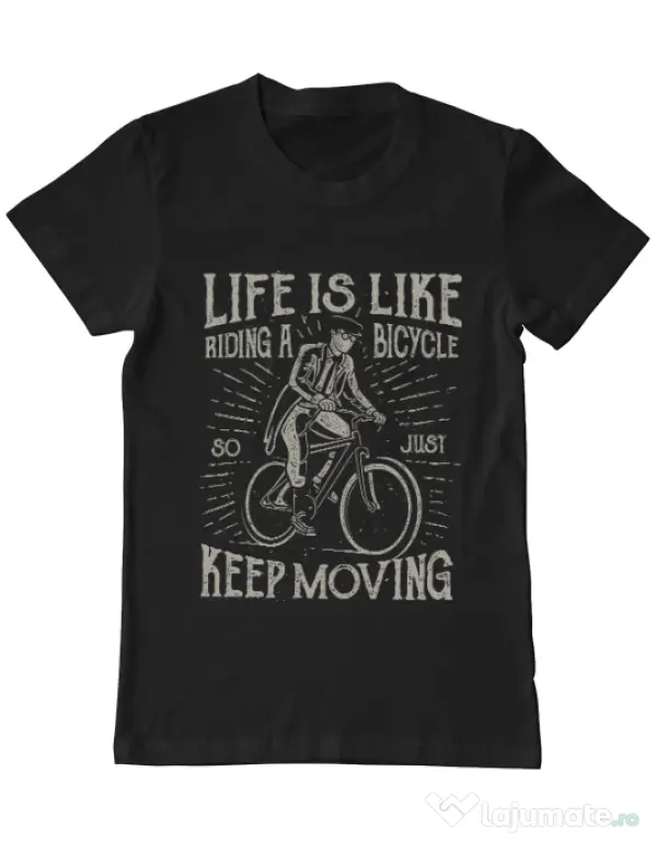 Tricou ADLER barbat Life Is Like Riding A Bicycle Negru