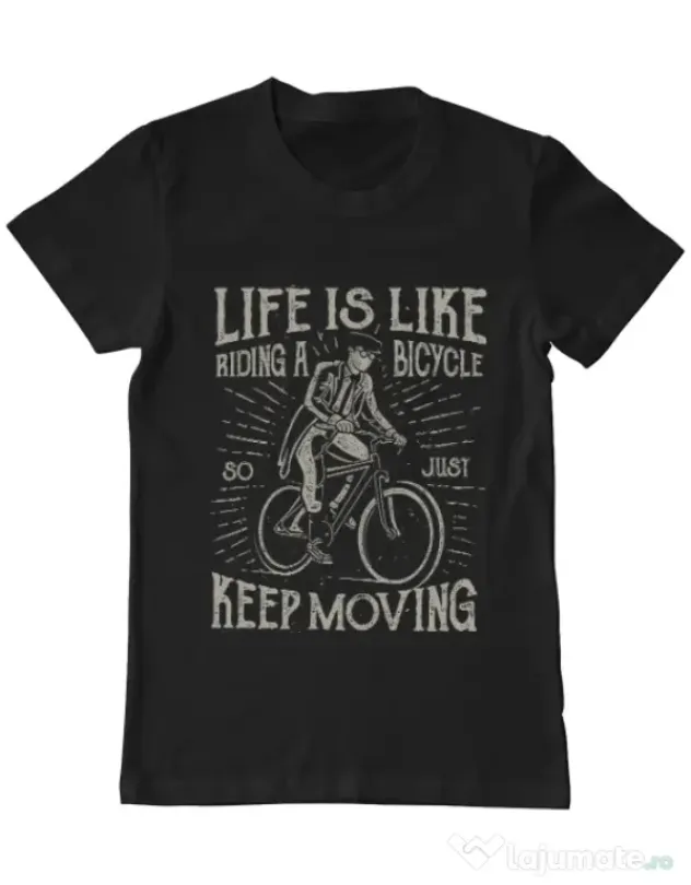 Tricou ADLER barbat Life Is Like Riding A Bicycle Negru