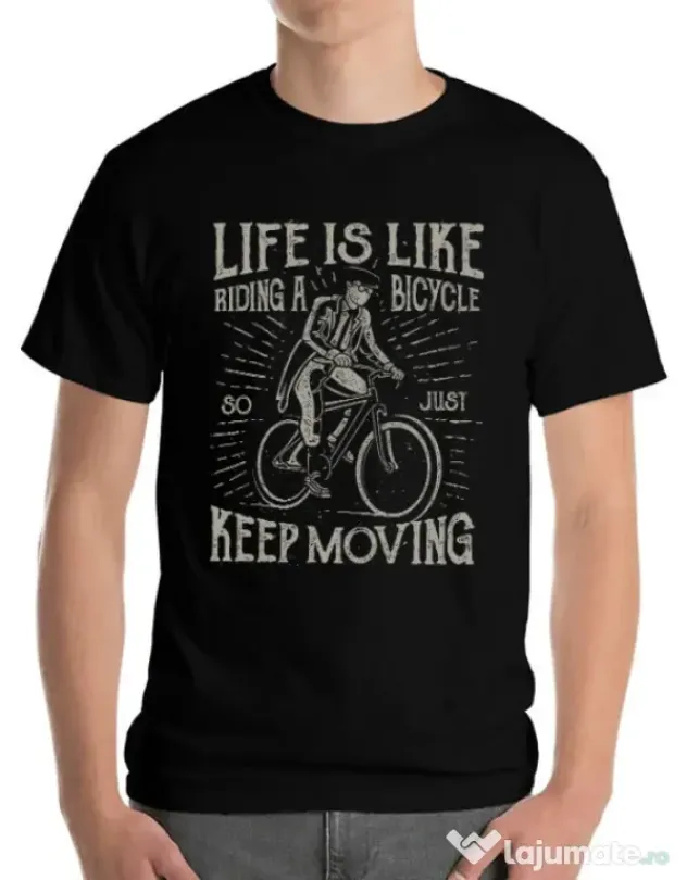 Tricou ADLER barbat Life Is Like Riding A Bicycle Negru