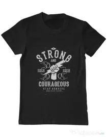 Tricou ADLER barbat Be Strong and Courageous Negru