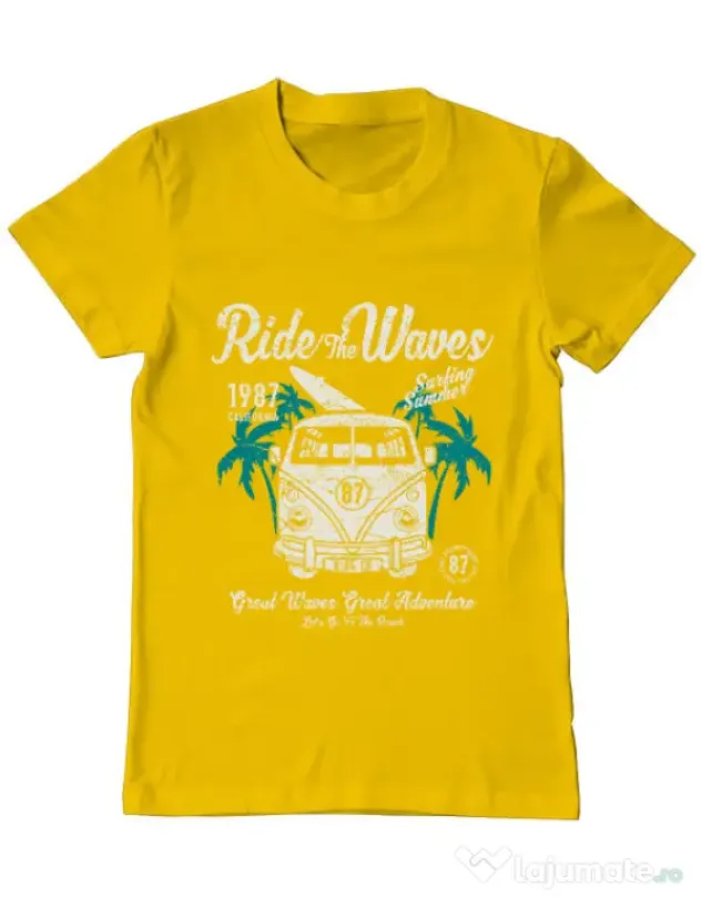 Tricou ADLER barbat Ride The Waves Galben