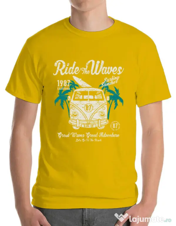 Tricou ADLER barbat Ride The Waves Galben