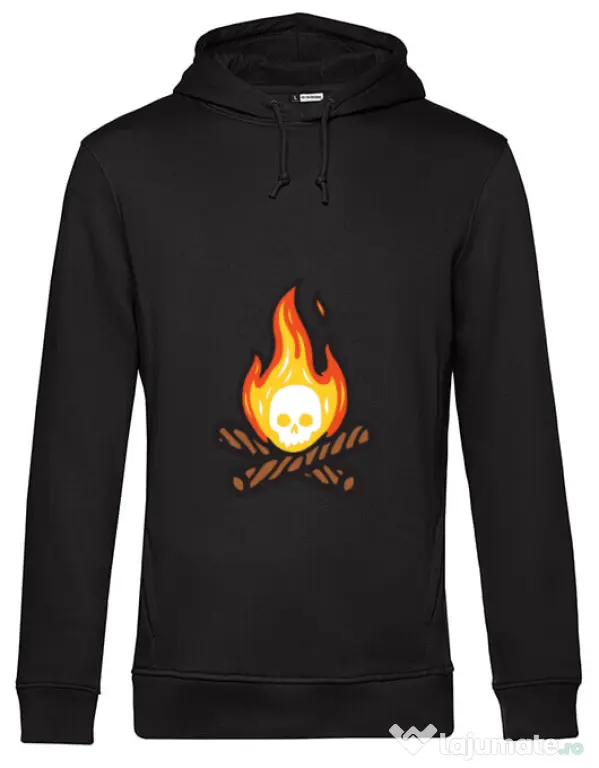 Hoodie barbat cu gluga Skullfire Negru